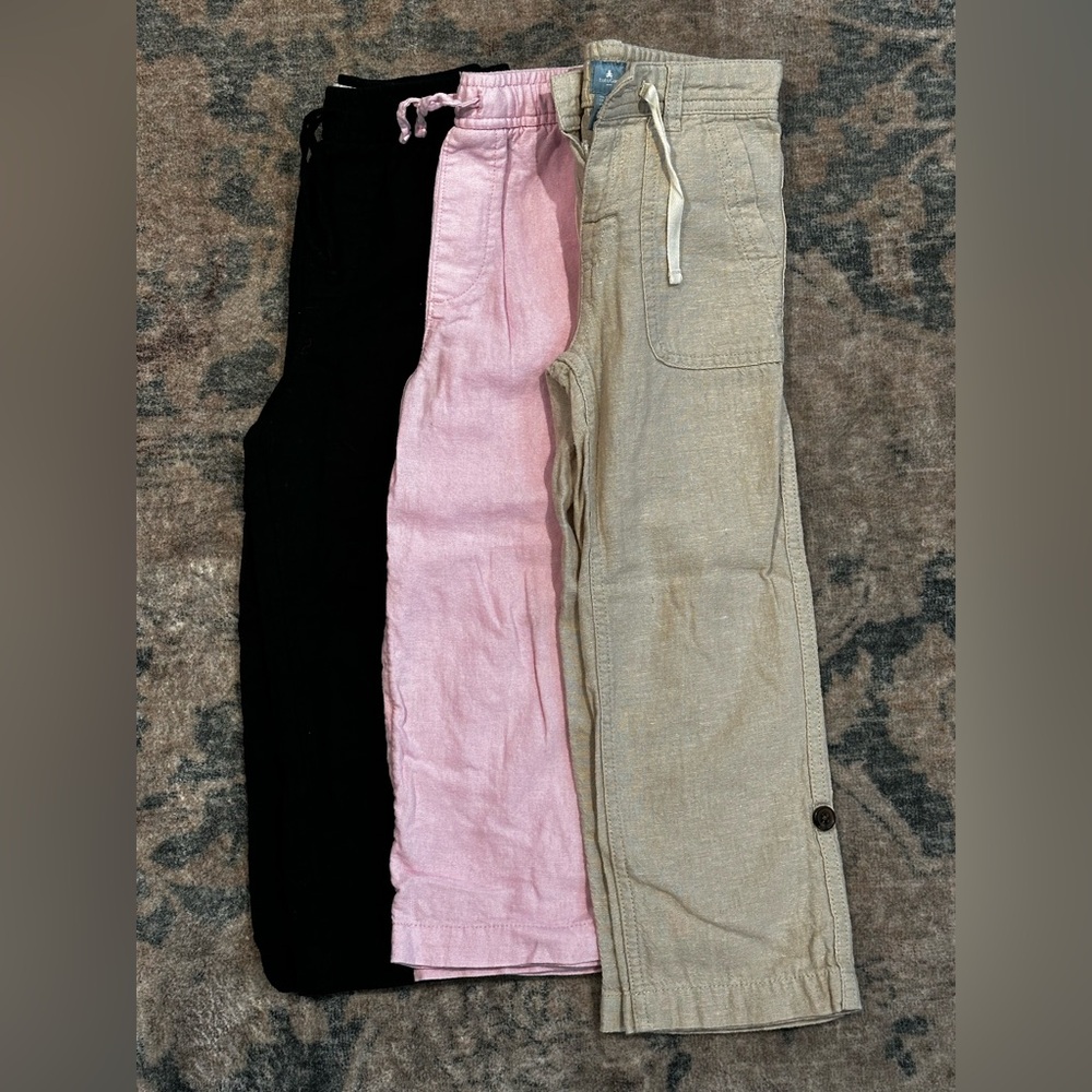 Lot of Old Navy / Gap Kids linen pants - Black, Pink, Tan